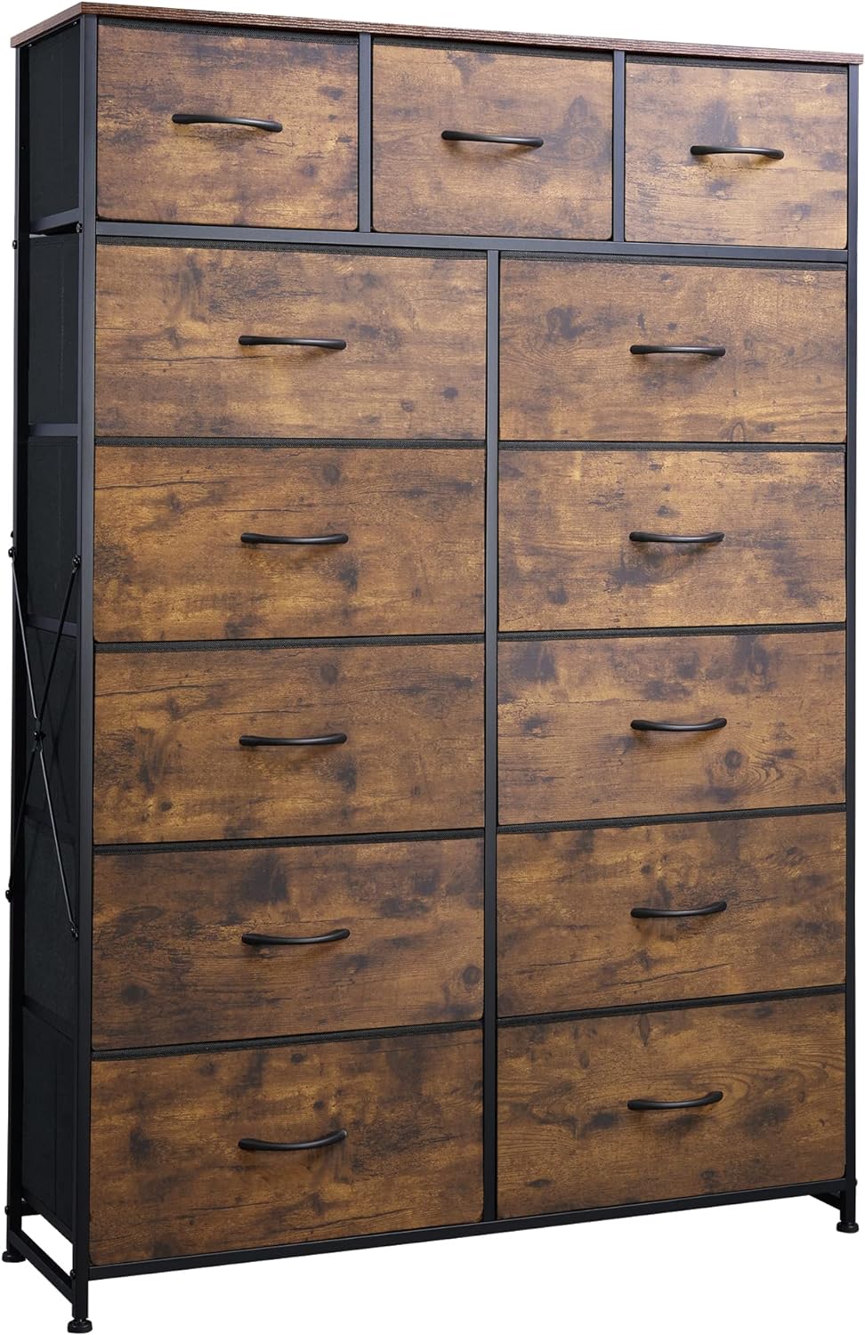 13-Drawer Dresser, Fabric Storage Tower, Brown