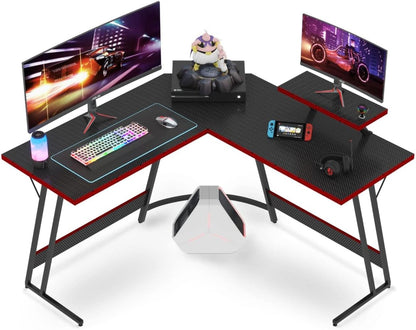 L Shaped Gaming Desk Computer Corner Desk, Red