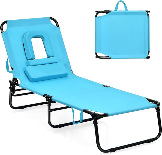 Beach Chaise Lounge Chair with Adjustable Backrest