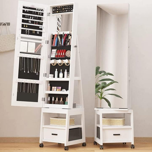 360° Swivel Jewelry Armoire with Full Length Mirror