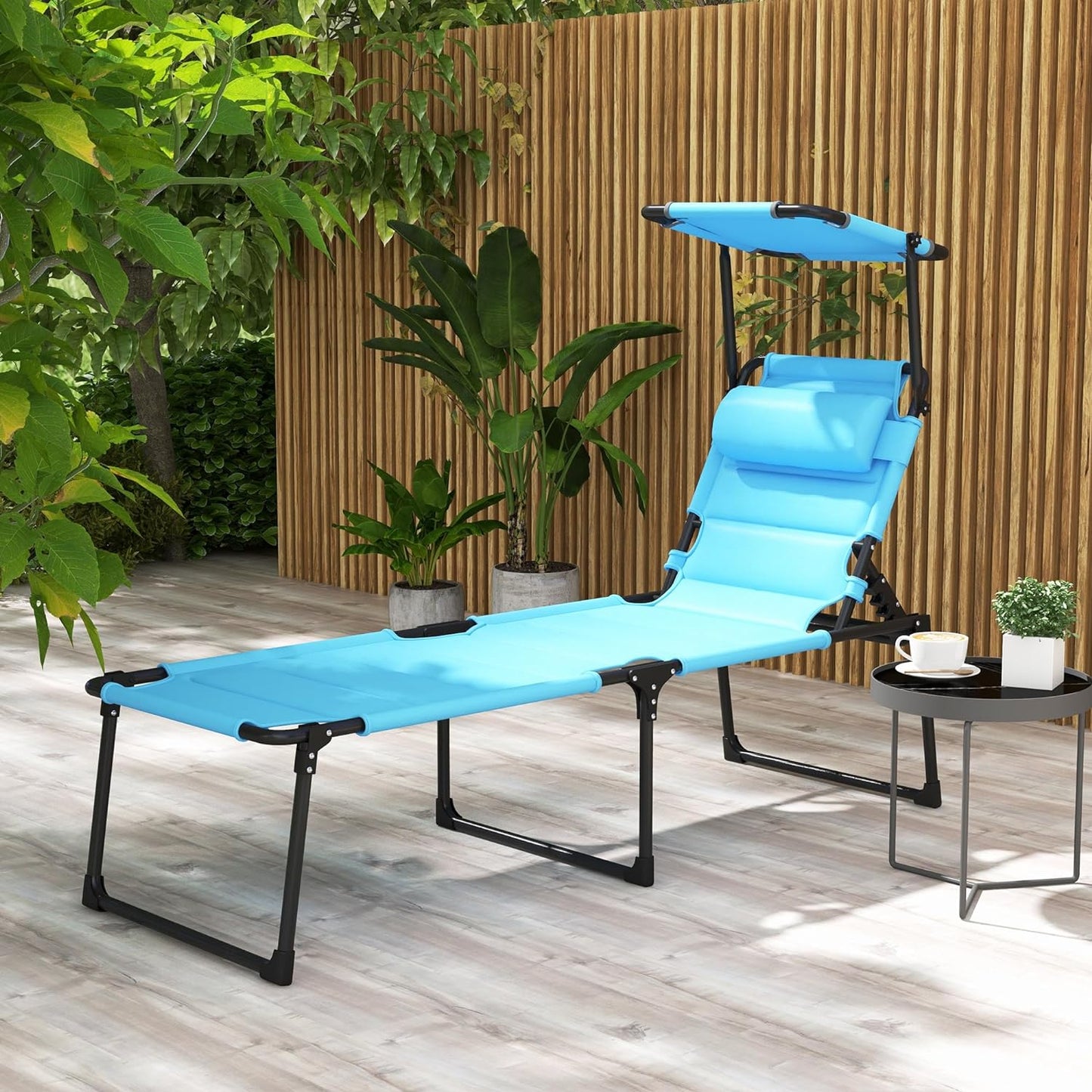 Adjustable Backrest Folding Chaise Outdoor Lounge Chair