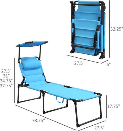 Adjustable Backrest Folding Chaise Outdoor Lounge Chair