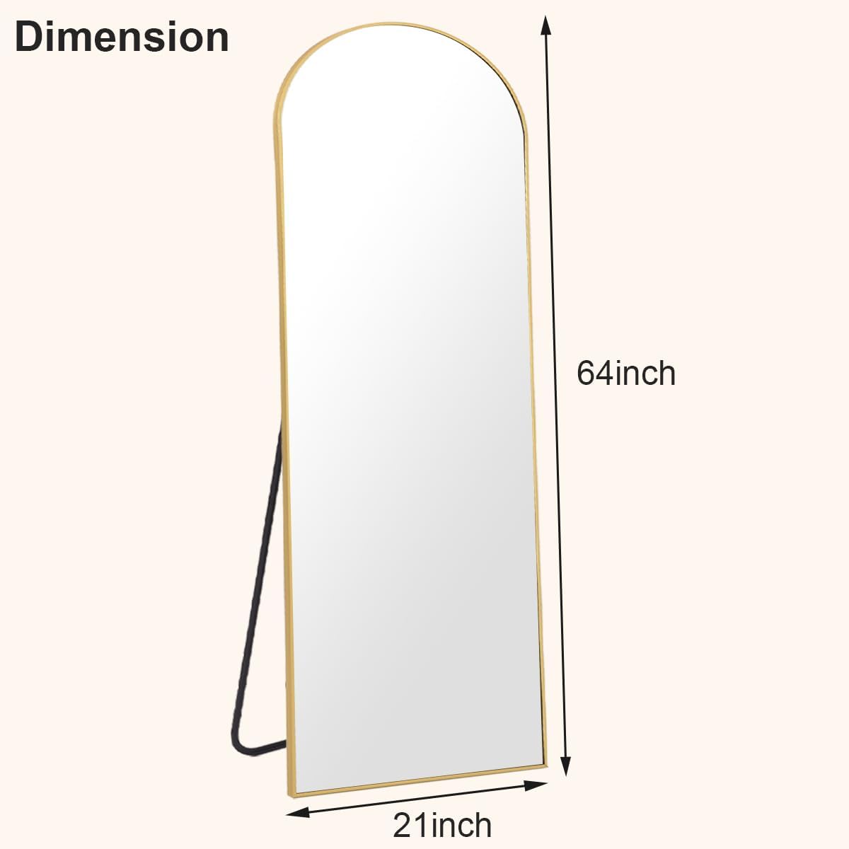 64"x21" Arched Leaning Full Length Mirror