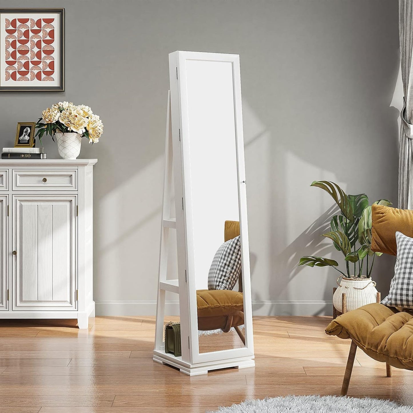 LED Jewelry Armoire with Full Length Mirror