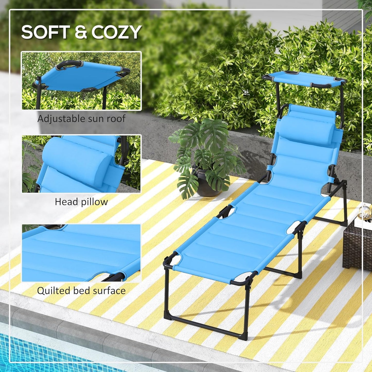 Adjustable Backrest Folding Chaise Outdoor Lounge Chair