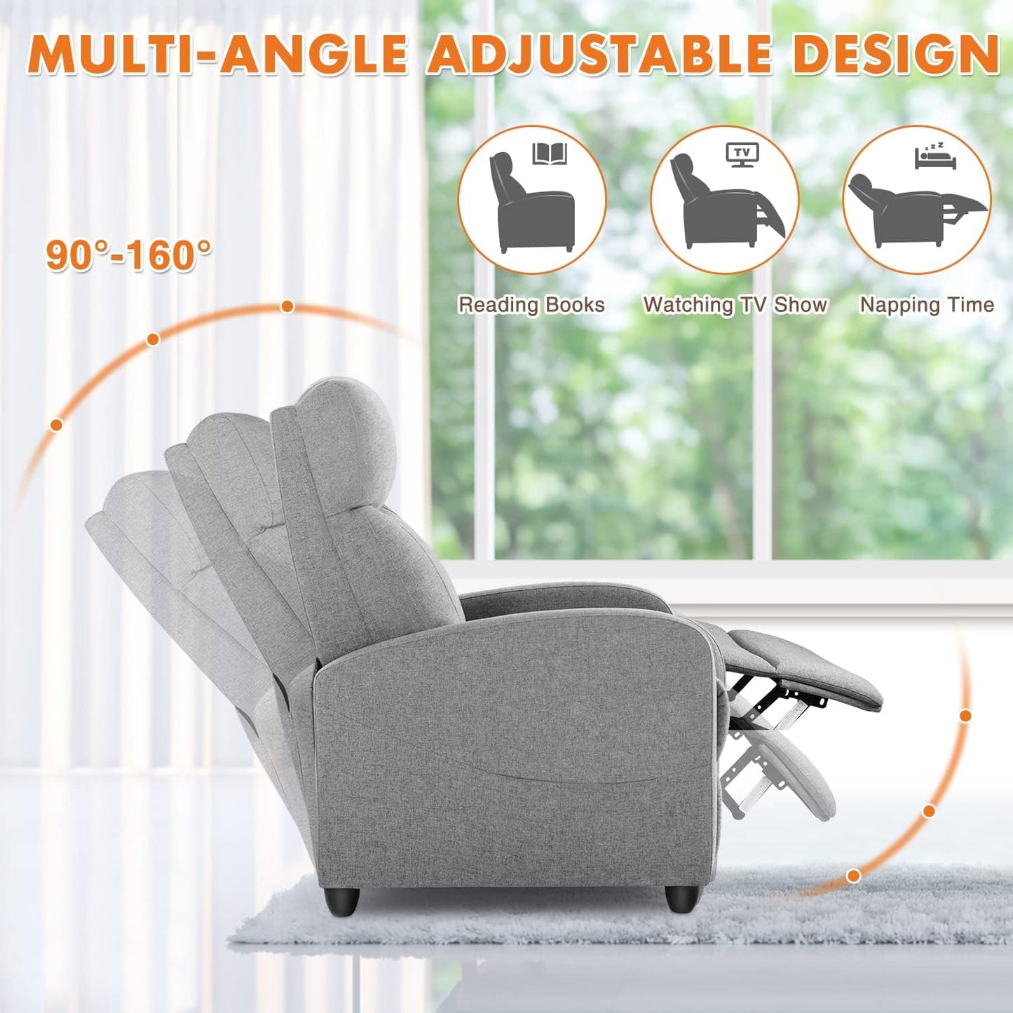 Recliner Chair for Adults with Lumbar Support