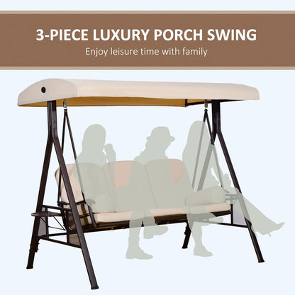 3-Seat Patio Swing Chair with Adjustable Canopy