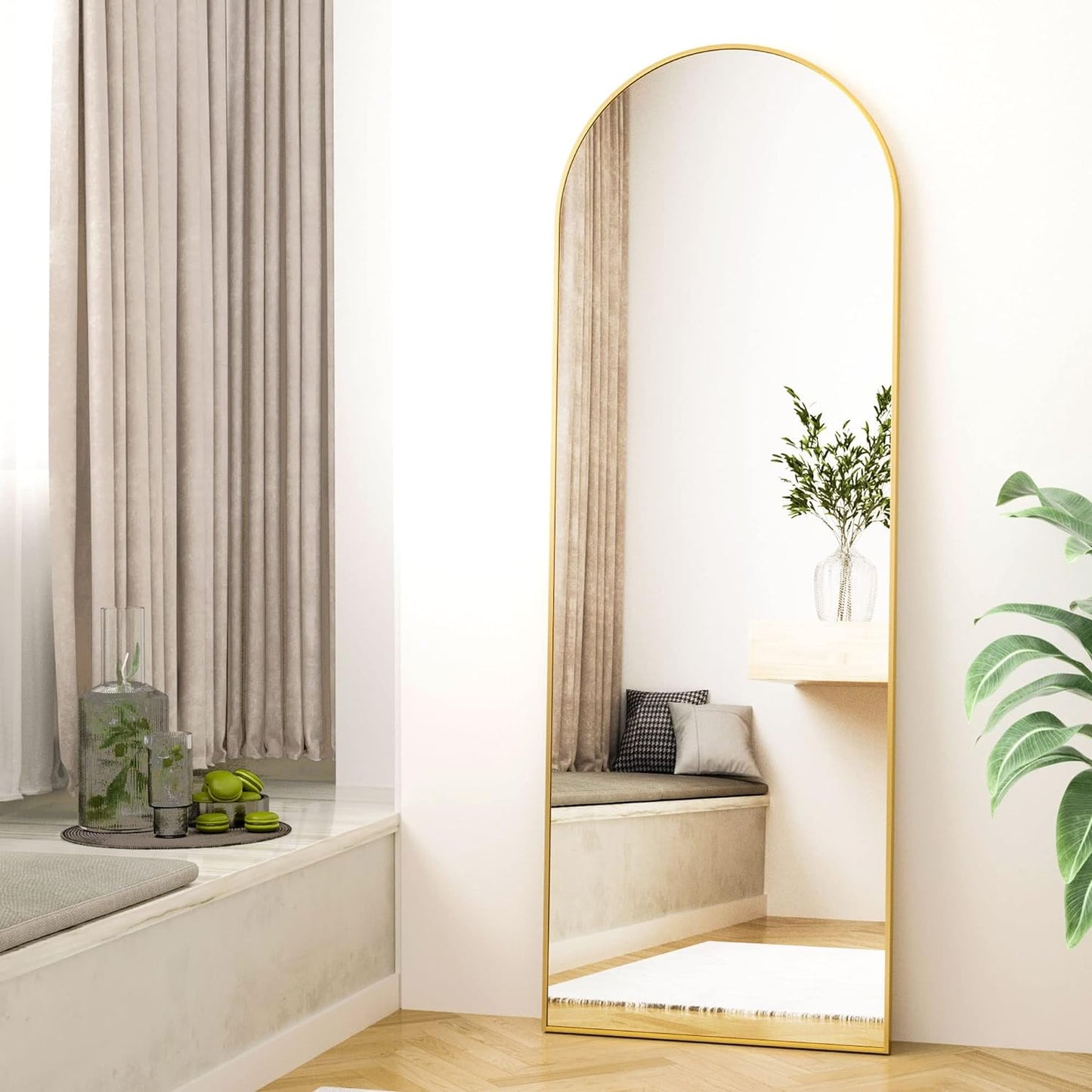 64"x21" Arched Leaning Full Length Mirror